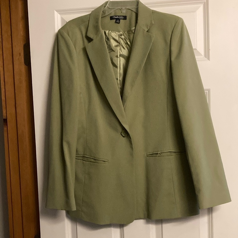 Chadwick’s of Boston woman’s sage green blazer size 14